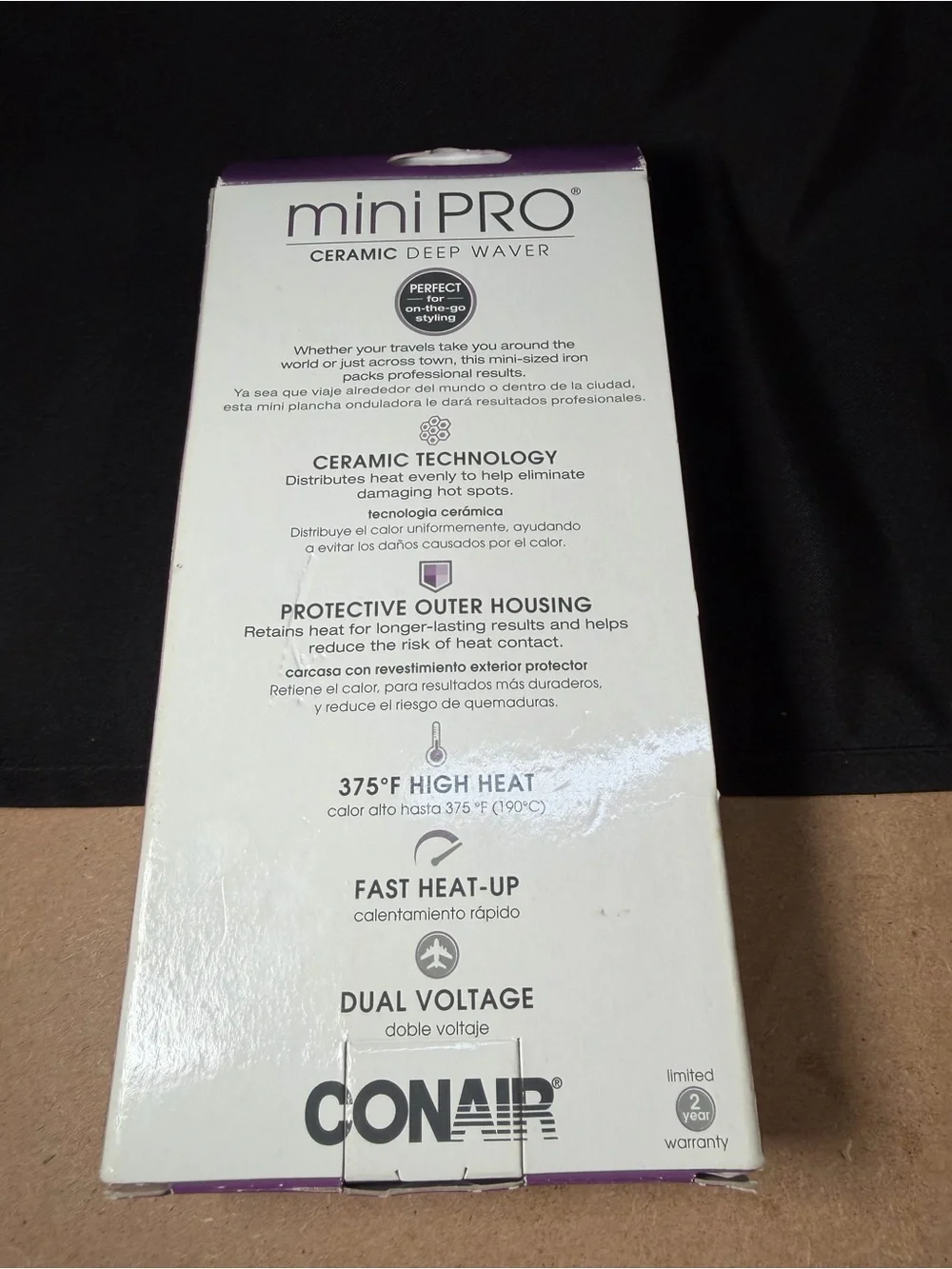 New Conair mini pro ceramic deep waver purple
